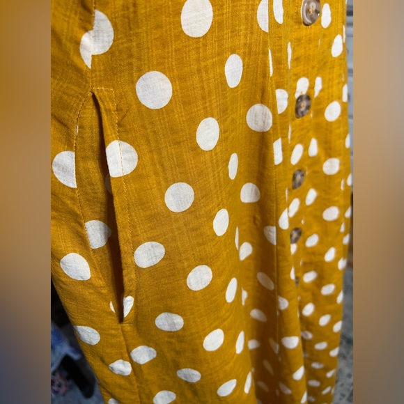 REBELLION AGAIN Mustard Yellow White
Polka Dot Print Button Midi A-Line Dress / - Picture 13 of 14